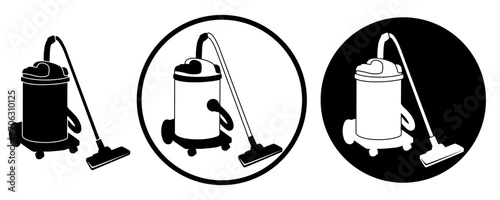 set vacuum cleaner household cleaning icon vector illustration