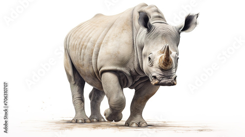 white rhinoceros isolated on white