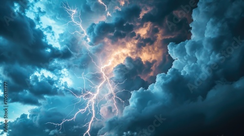 A picture of a sky with dramatic clouds and lightning. Perfect for adding excitement and intensity to any project
