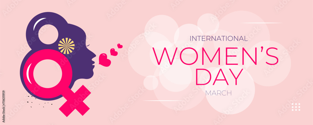International womens day 8 March vector greeting card poster banner background design - obrazy, fototapety, plakaty 