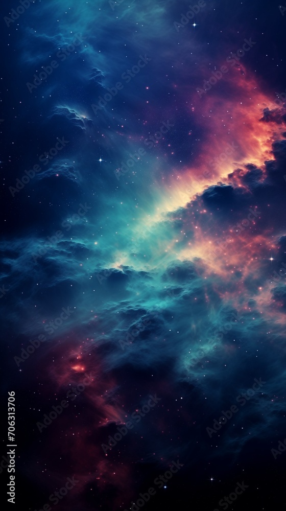 Fototapeta premium Galactic Infinity: Ethereal stellar space in radiant colors. Background