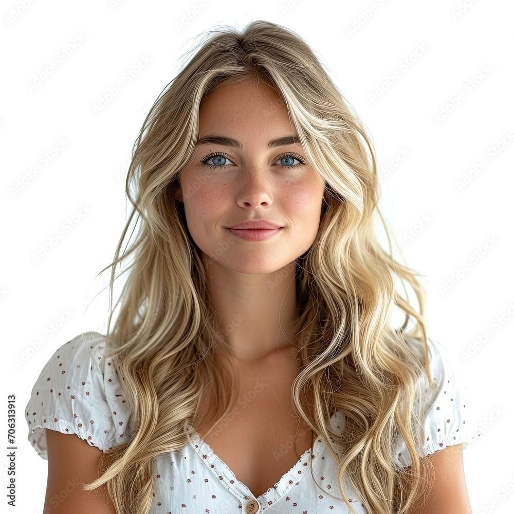 Beautiful Young Blonde Woman White Top, White Background, Illustrations Images Beautiful Young Blonde Woman White Top, White Background, Illustrations Images