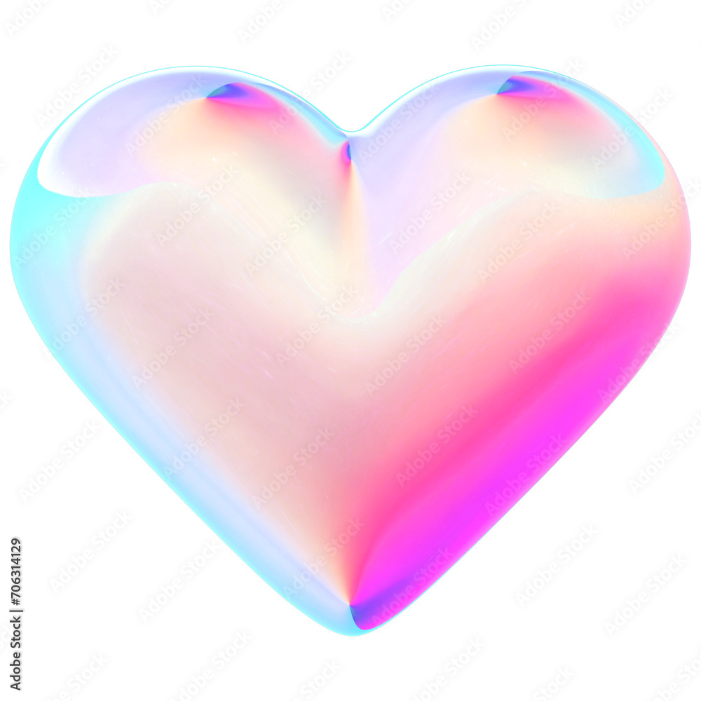 Purple Holographic 3D Heart. Iridescence hearts in 3D style. Purple Holographic 3D Heart. Iridescence hearts in 3D style.