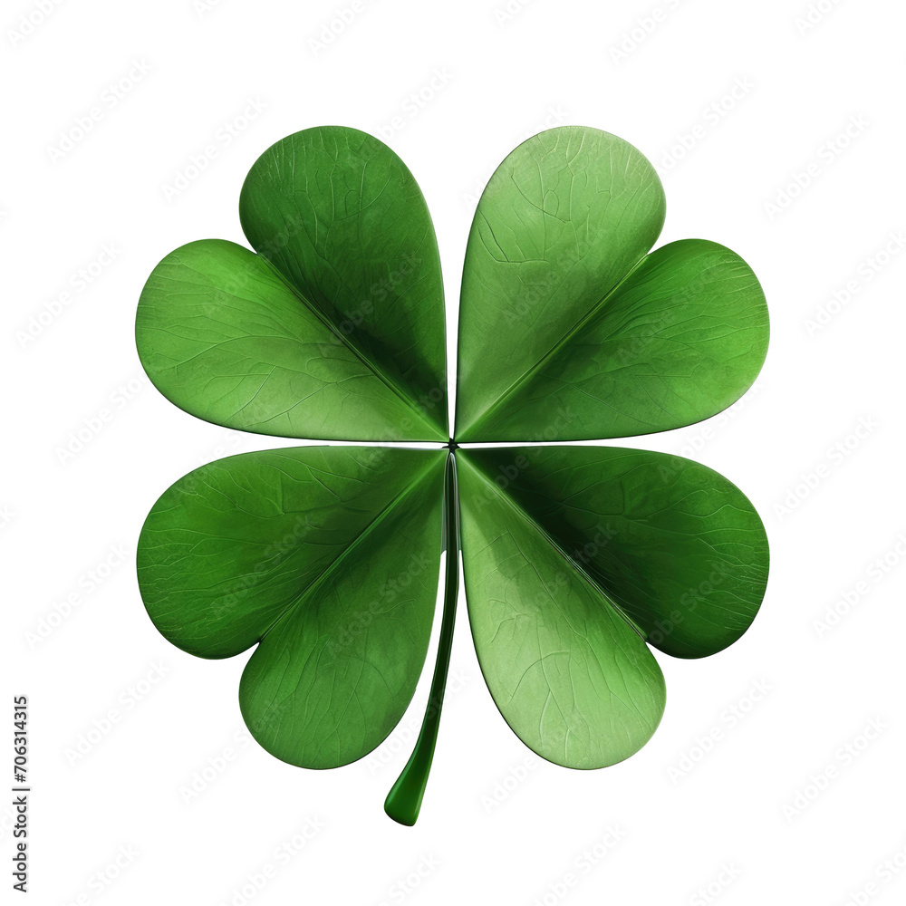 beautiful green 3d four leaf clover isolated on white or transparent background beautiful green 3d four leaf clover isolated on white or transparent background