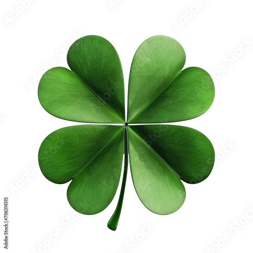 beautiful green 3d four leaf clover isolated on white or transparent background photo