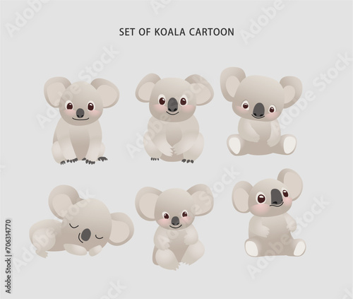 a set collection of cute expression koala illustration