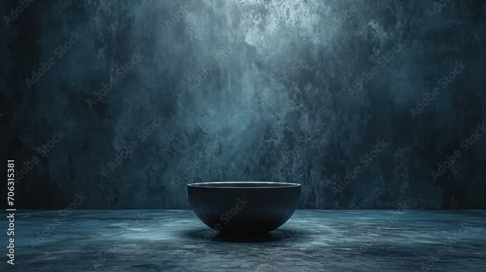 A gray bowl against a gray background - obrazy, fototapety, plakaty 