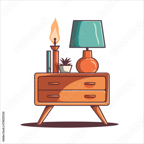 furniture lamp table flat vector interior