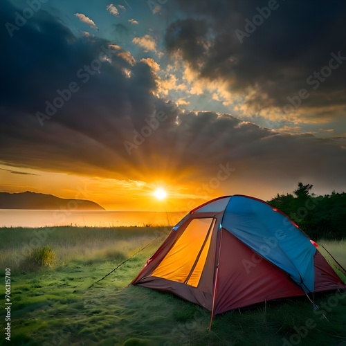 tent in the sunset,tent, camping, camp, nature, summer, travel, sky, 