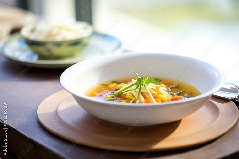 minestrone served with grated cheese on side minestrone served with grated cheese on side