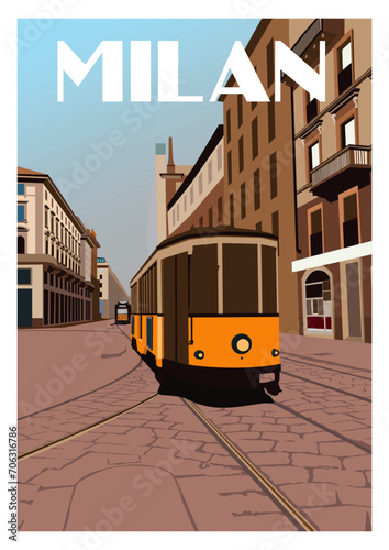 electric trains running in the city of milan