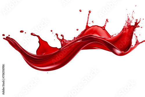 Liquid Paint Transparent red splash on white background Generative AI