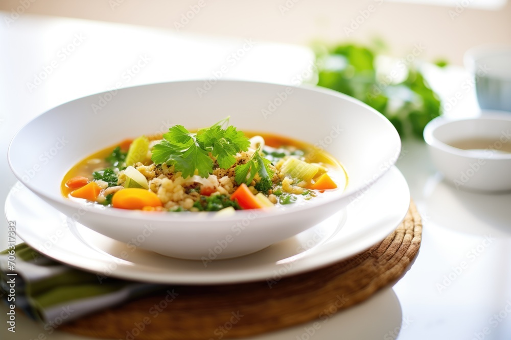 minestrone with fresh parsley, bright kitchen minestrone with fresh parsley, bright kitchen