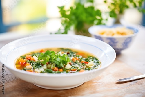 minestrone with fresh parsley  bright kitchen