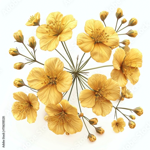 Composition Flowering Umbrella Flowers Dill  White Background  Illustrations Images