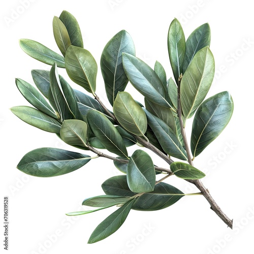 Delicious Olive Leaves Isolated On White, White Background, Illustrations Images