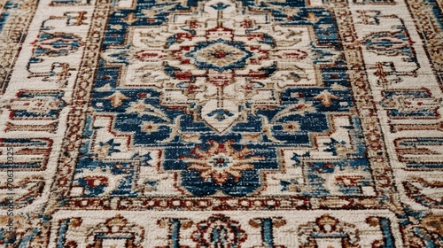 Beautiful carpet with a pattern. Handicraft cotton handmade traditional floor rug