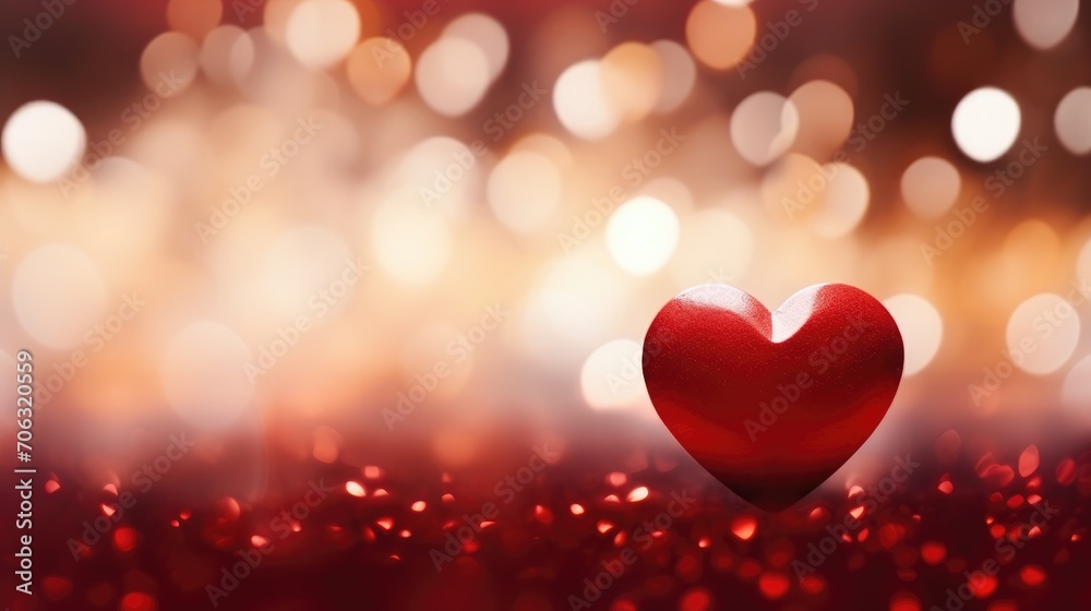 blurred background with heart shaped bokeh for valentine's day. Blank background for presentation and montage