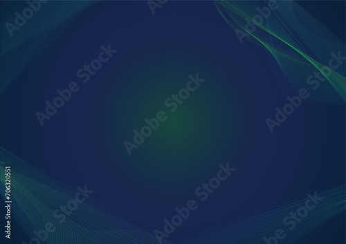 Abstract green futuristic fluid on blue background with flow. Vector Illustration