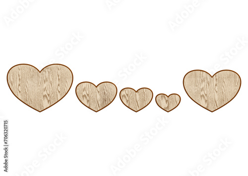 famille de cœurs en bois sur fond transparent photo