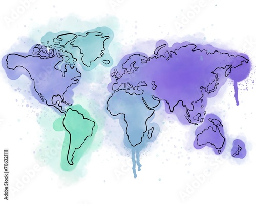 Wirld map watercolor background
