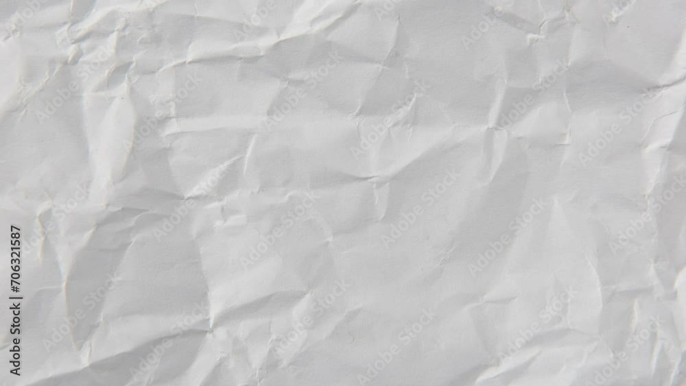 Stop motion animated crumpled white paper texture  background.