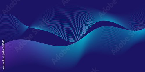 Abstract blend blue wave line science and technology futuristic blue waves curve lines banner background design. Vector illustration. Modern music, template abstract design flowing particles wave.