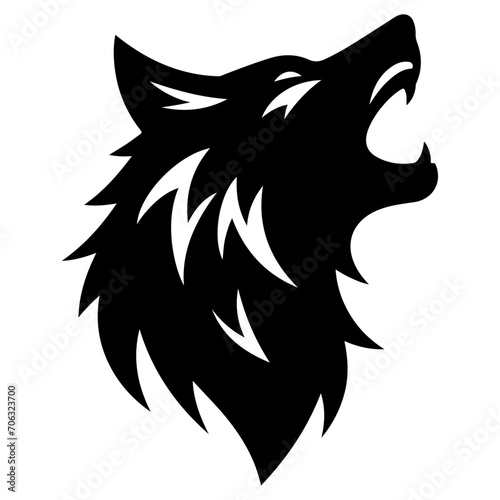 minimal angry wolf howling face logo background mountain logo vector silhouette
