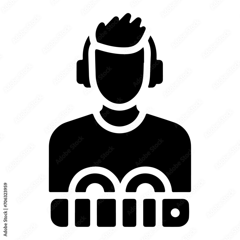 minimal DJ singer Icon with man vector silhouette, black color silhouette minimal DJ singer Icon with man vector silhouette, black color silhouette