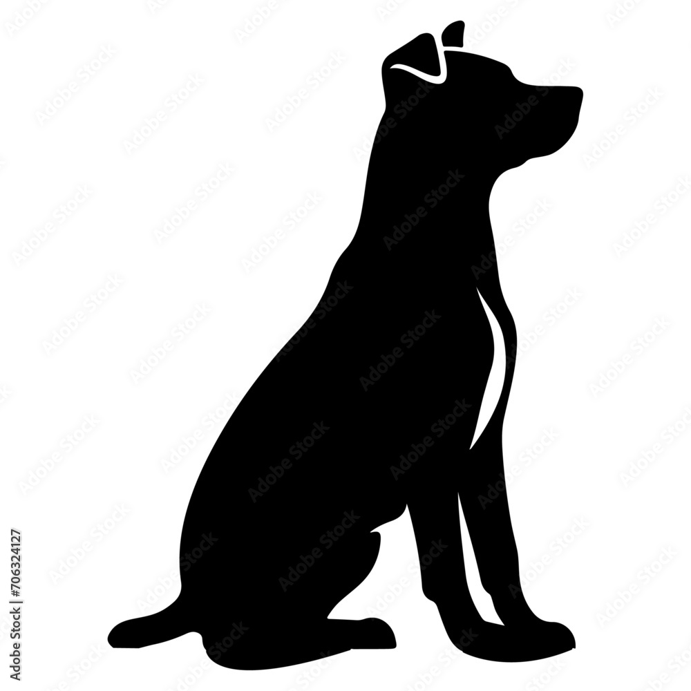minimal dog sitting pose vector silhouette, black color silhouette
