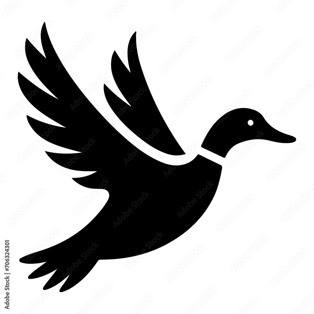 Fototapeta premium minimal flying duck vector silhouette, black color silhouette