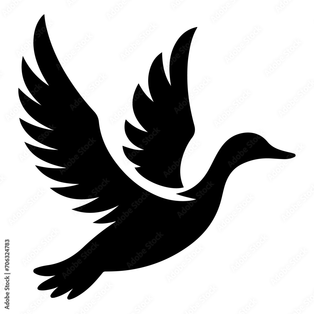 Fototapeta premium minimal flying duck vector silhouette, black color silhouette