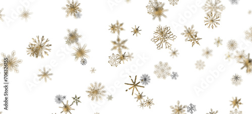 Snowflake Cascade: Mesmerizing 3D Illustration Depicting Descending Christmas Snowflakes