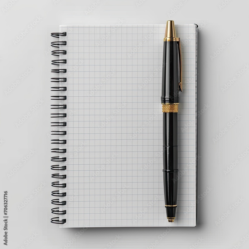 Notebook Notepad Blank Pen On Top, White Background, Illustrations Images Notebook Notepad Blank Pen On Top, White Background, Illustrations Images