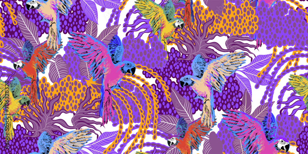 Seamless abstract pattern. Bright colors. Fashion textiles, fabric, packaging.