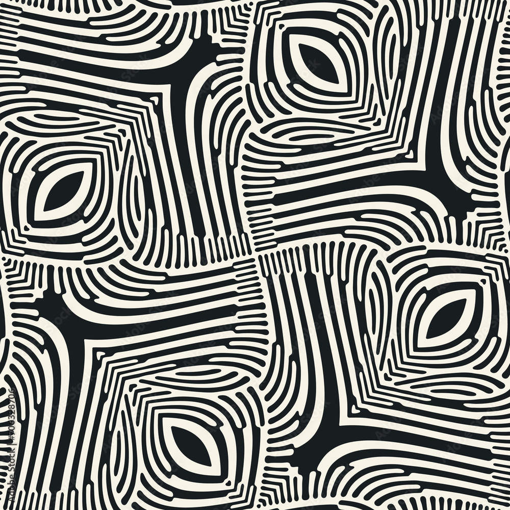 Monochrome Folk Graphic Motif Textured Pattern