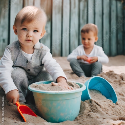 Dzieci bawiące się w piaskownicy