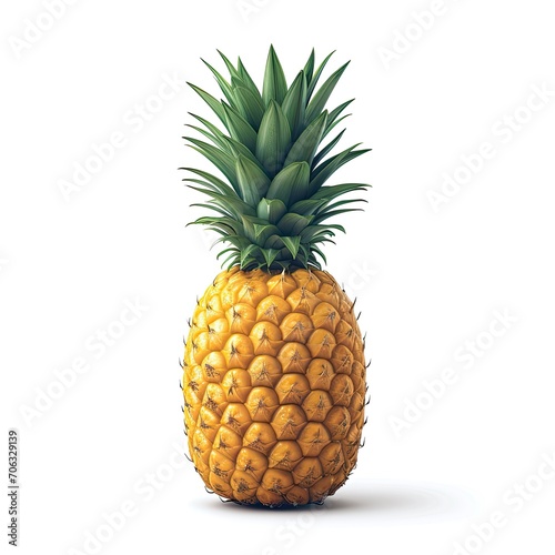 Pineapple Isolated On White Background, White Background, Illustrations Images