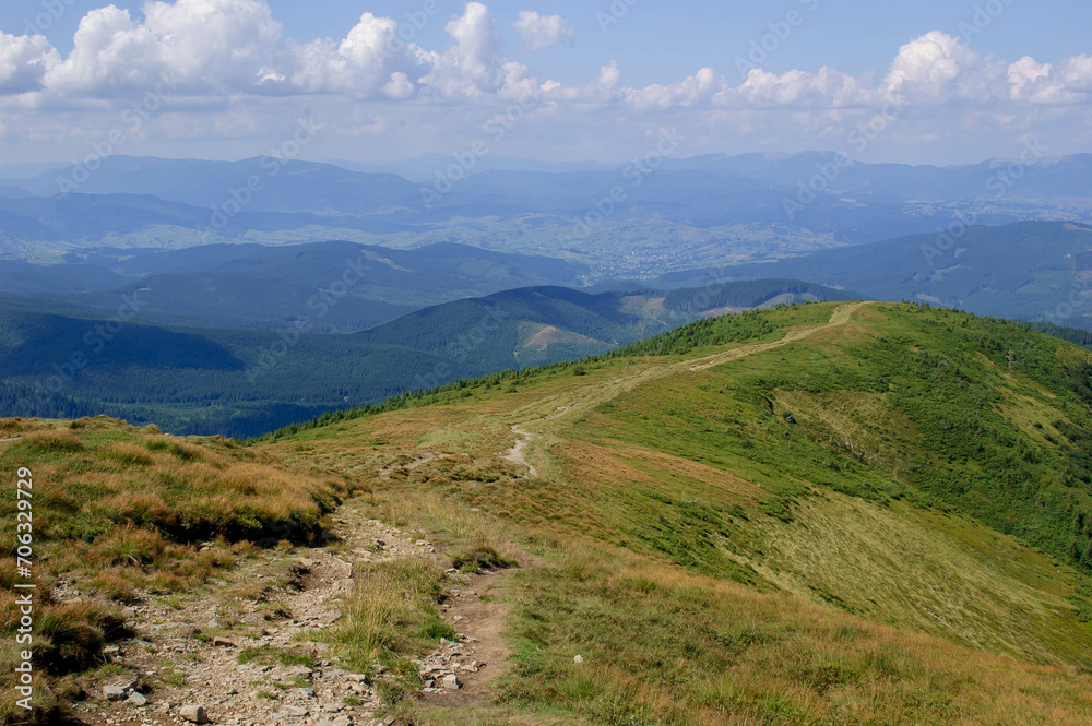 The Carpathian Mountains in Ukraine. View from Mount Hoverla.