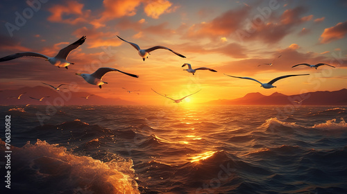 seagulls_over_the_sea_on_the_sunset