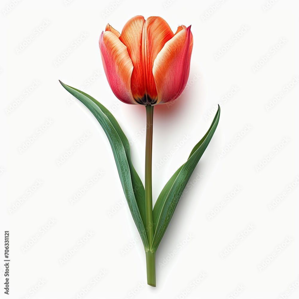 Portrait Tulip Flower On White Background, White Background, Illustrations Images