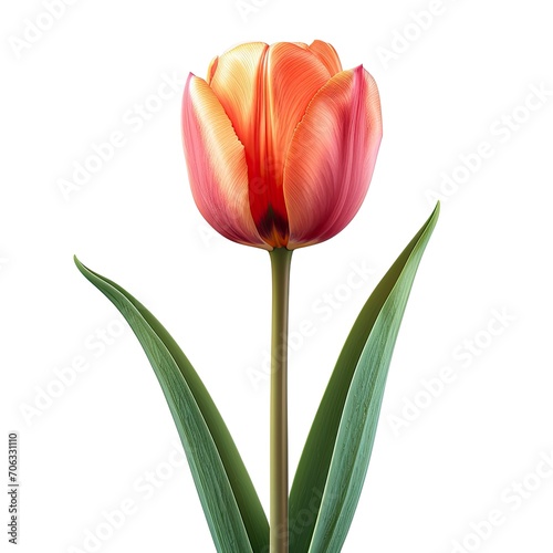 Portrait Tulip Flower On White Background, White Background, Illustrations Images