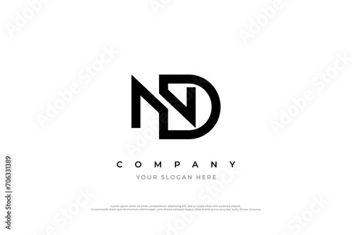 Initial Letter ND Monogram Logo Design