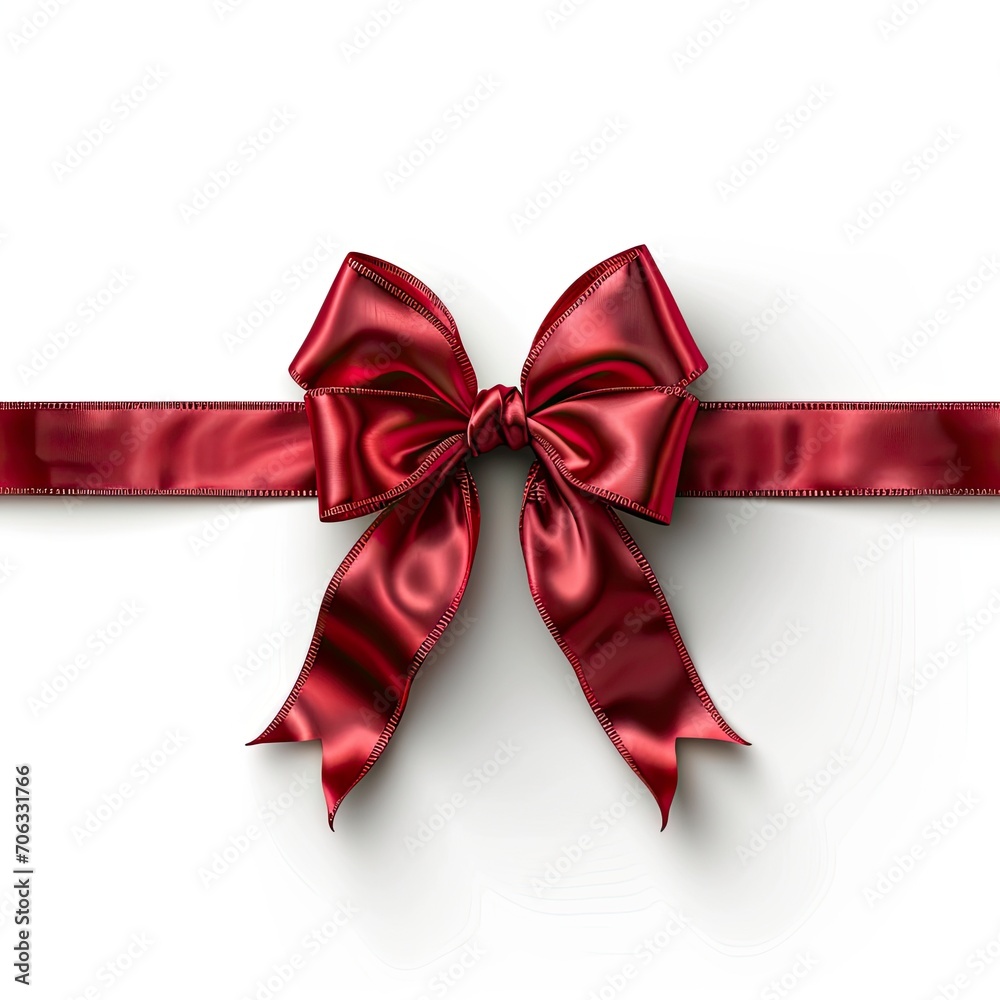 Red Bow Ribbon Satin Texture, White Background, Illustrations Images Red Bow Ribbon Satin Texture, White Background, Illustrations Images
