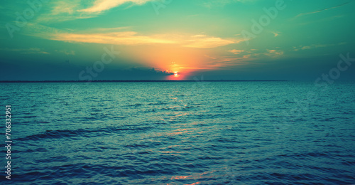 Seascape in the evening. Sunset over the sea. Nature landscape
