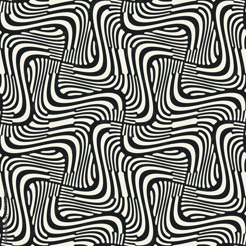 Monochrome Modern Twisted Broken Striped Pattern