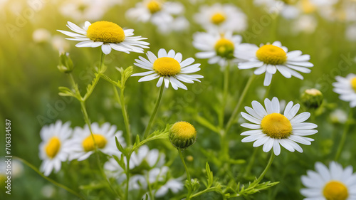 German chamomile flower wallpaper, Medicine plant wallpaper, Closed of Chamomile garden-field little yellowish-white flowers commonly called German chamomile daisy. One of the popular herbs.