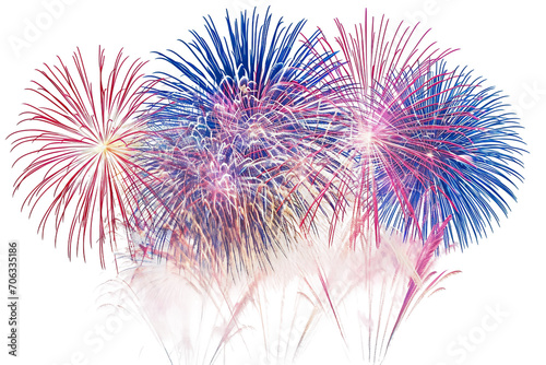 Fireworks in the Night Sky isolated on transparent background