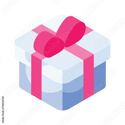 Download this beautifully designed isometric icon of gift box in trendy style
