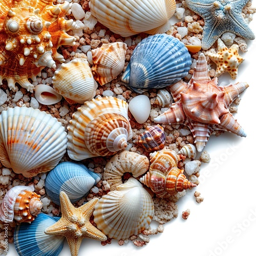 Textured Closeup Background Sea Shells Rocks, White Background, Illustrations Images